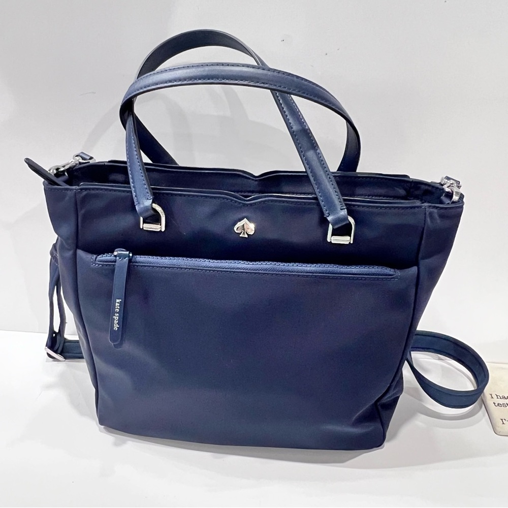 Kate spade Jae nightcap navy blue satchel crossbody nylon EUC